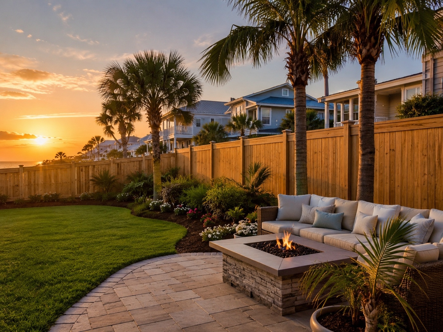 Private, beautiful backyard framed by a new fence