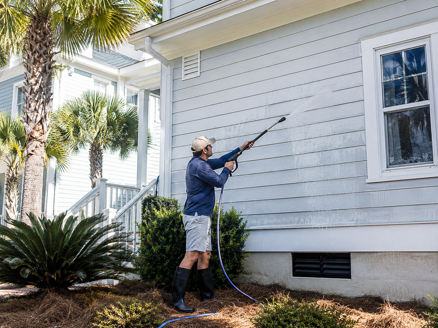 Soft washing house siding