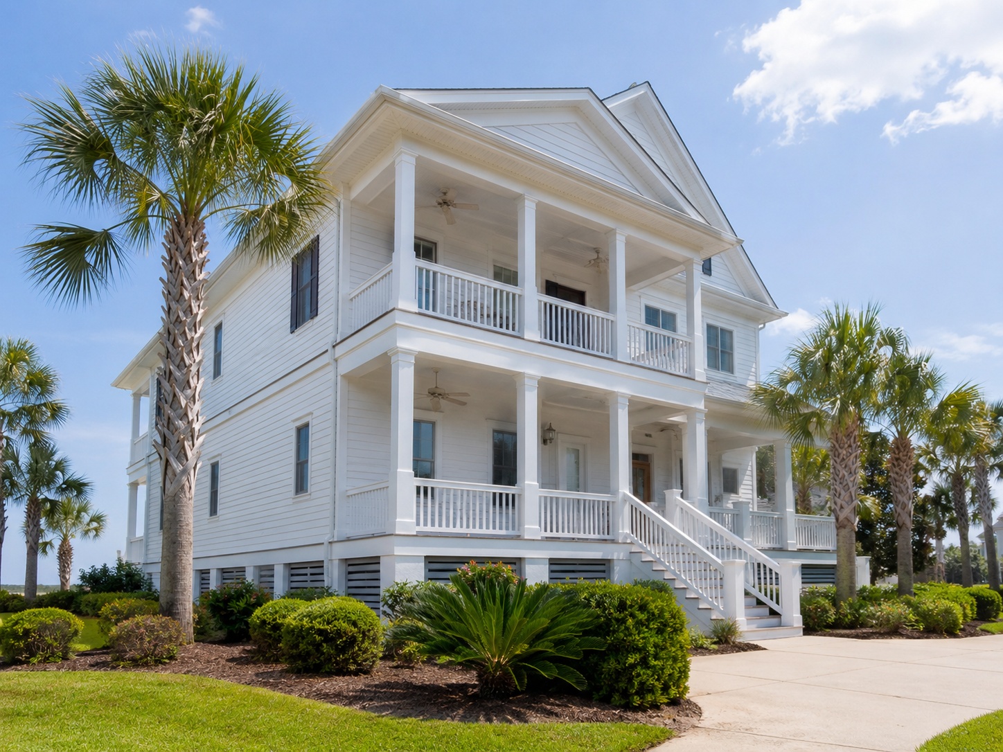 Clean coastal home with covered porches